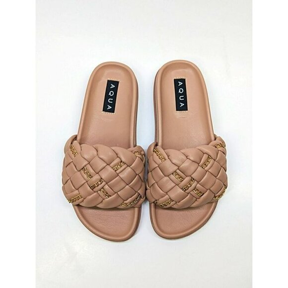 Aqua Women's Sofia Nude Woven Slide Sandals Size 9 (MSRP $108) - Picture 3 of 7